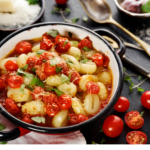 KETO LOW-CARB PALEO PAN-FRIED GNOCCHI WITH TOMATOES, PARMESAN, AND FRESH BASIL