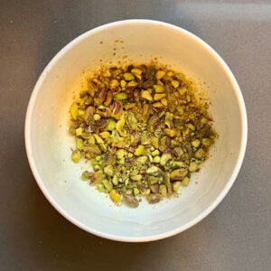 CRUSHED PISTACHIOS FOR THE KETO 4-MINUTE MICROWAVE PUMPKIN-CAKE