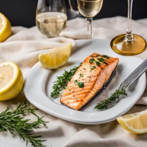 non alcoholic Chardonnay paired with salmon