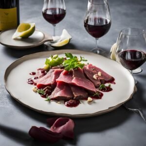 Beef Carpachio and Pinot Noir