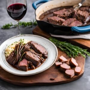 Braised Beef paired with non alcoholic red wine