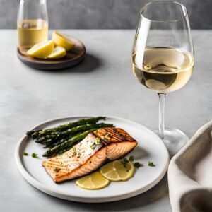 Zero alcohol wine with salmon