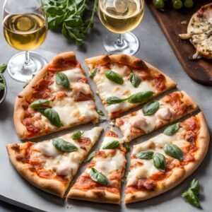 zero alcohol wine with chicken pizza