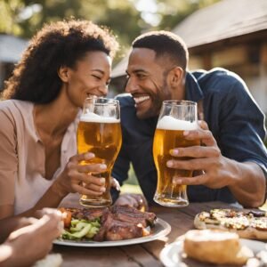 couple enjoying zero-alcohol beer