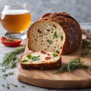 non alcoholic beer with low carb sundried tomato and herb sourdough