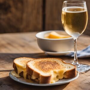 zero-alcohol sparkling wine and low carb sourdough grilled cheese