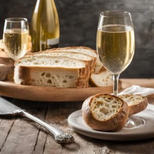 NA sparkling wine with low-carb sourdough