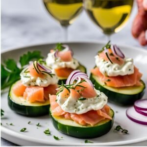 smoked salmon crostini with non alcoholic wine