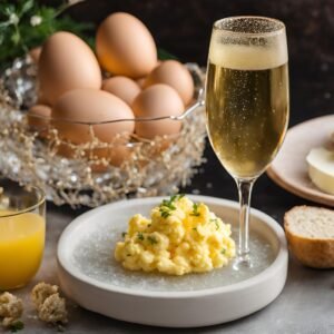 non alcoholic sparkling wine with scrambled eggs