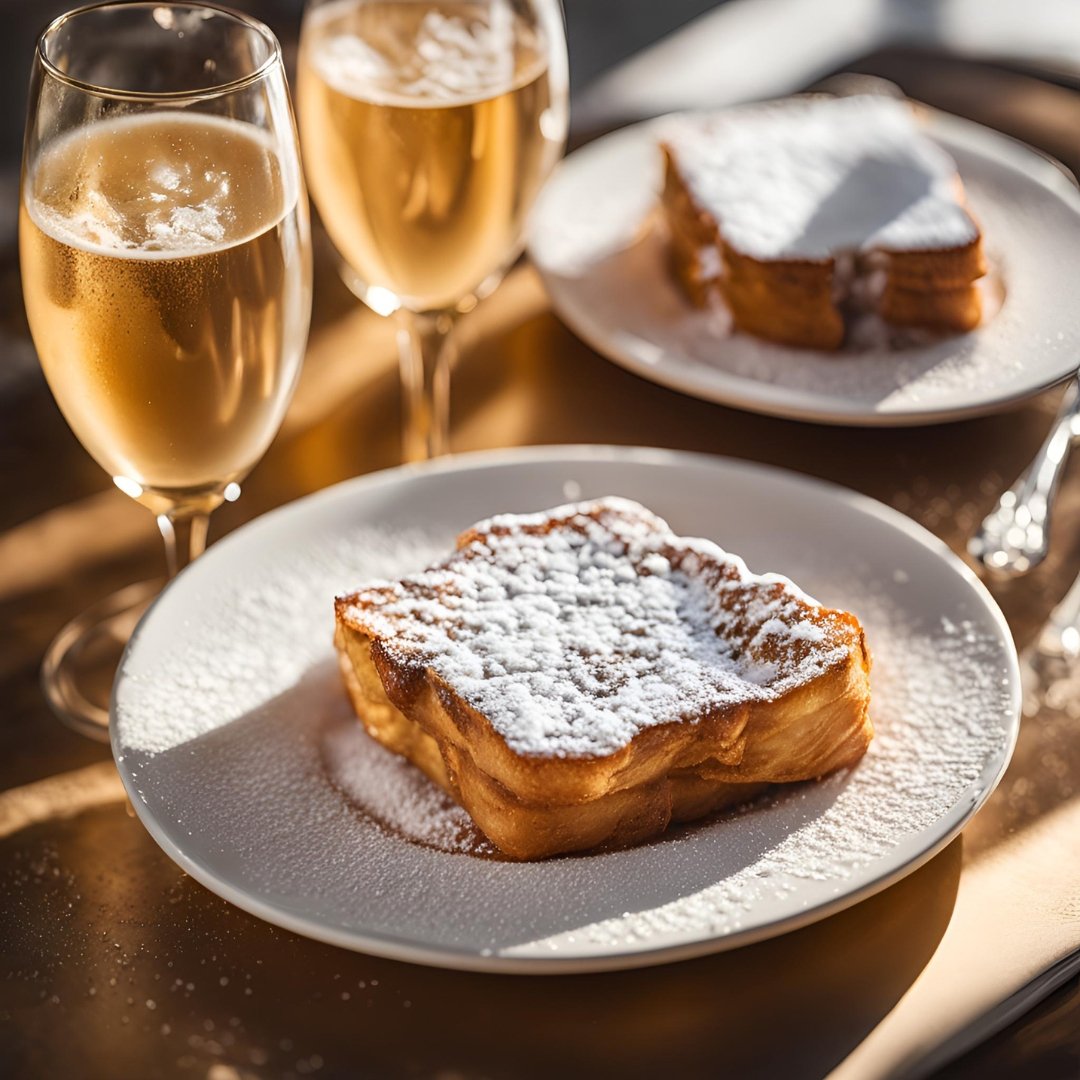 non alcoholic sparkling wine and French toast