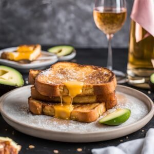 non alcoholic sparkling wine with cheddar French toast