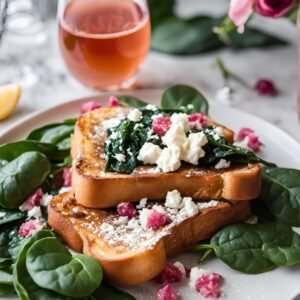 keto french toast with spinach and feta