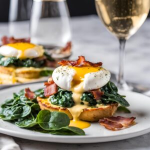 non alcoholic bubbly with keto eggs benedict