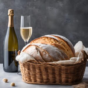 non alcoholic sparkling wine and low-carb sourdough